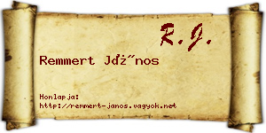 Remmert János névjegykártya